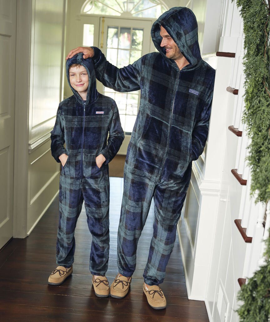 Kids' Hooded High-Pile One-Piece Pajamas