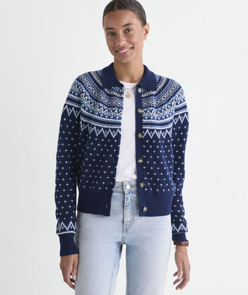Fair Isle Polo Cardigan