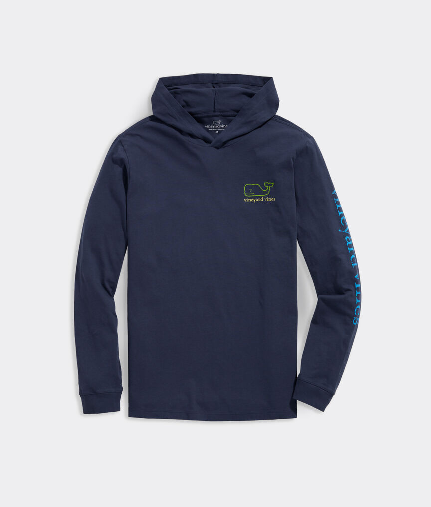 Neon Tri-Color Long-Sleeve Vintage Whale Hoodie Tee