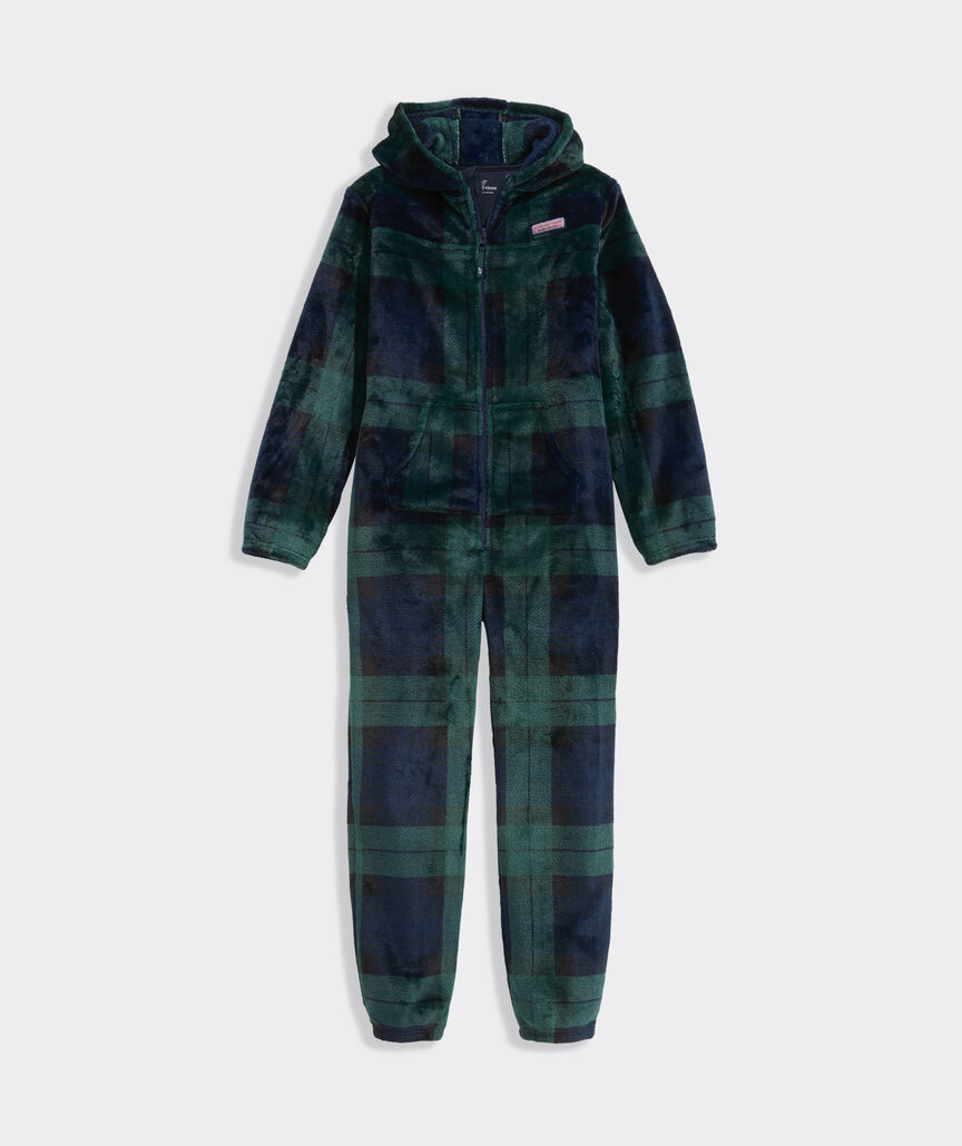 Kids' Hooded High-Pile One-Piece Pajamas