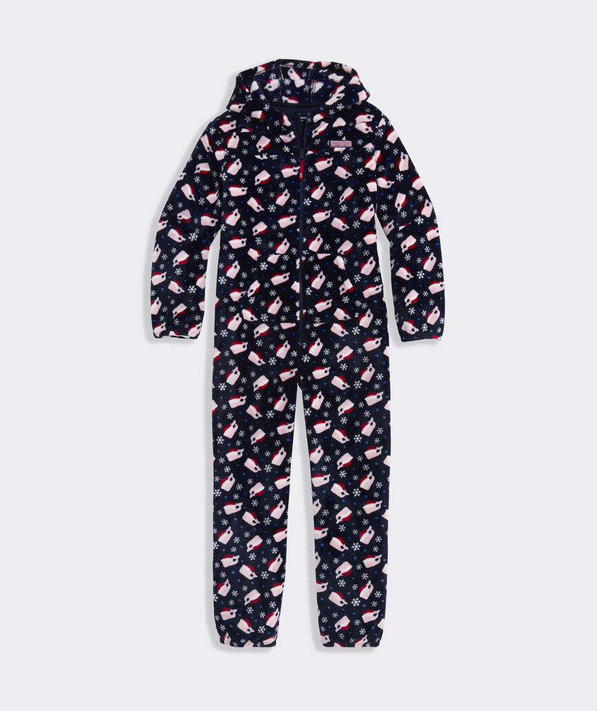 Kids' Hooded High-Pile One-Piece Pajamas