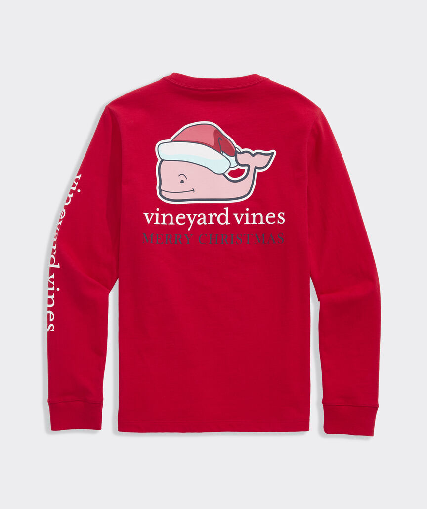 Boys' 2025 Santa Whale Long-Sleeve Pocket Tee