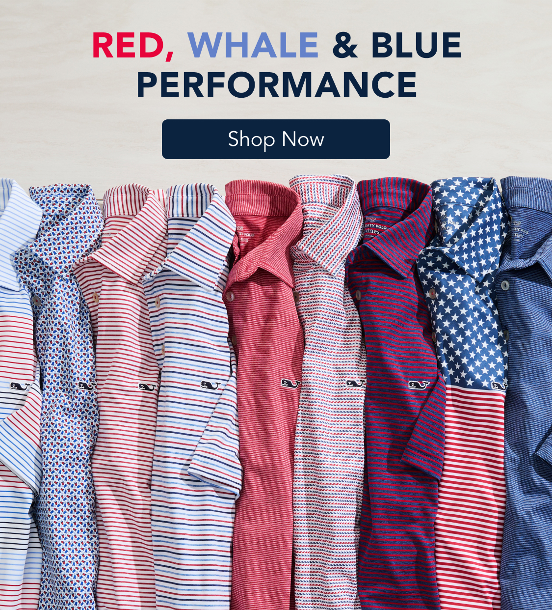 red whale and blue polos
