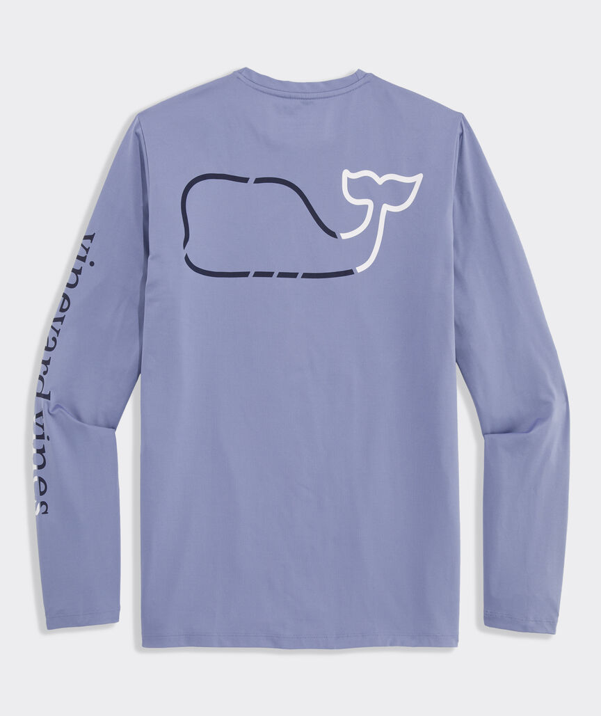 On-The-Go Whale Outline Long-Sleeve Harbor Performance Tee