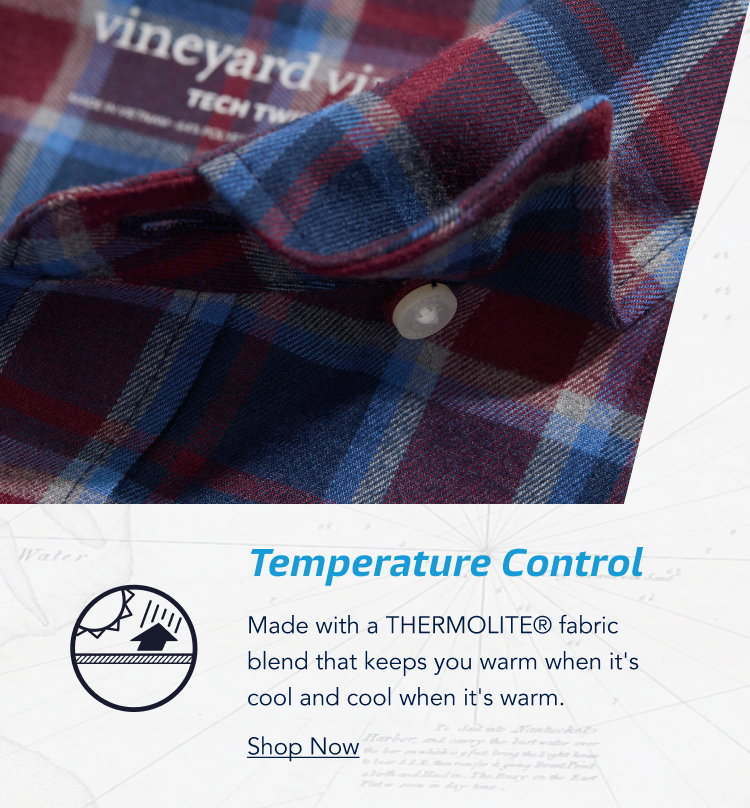 temperature control fabric blend in tech twill shirt