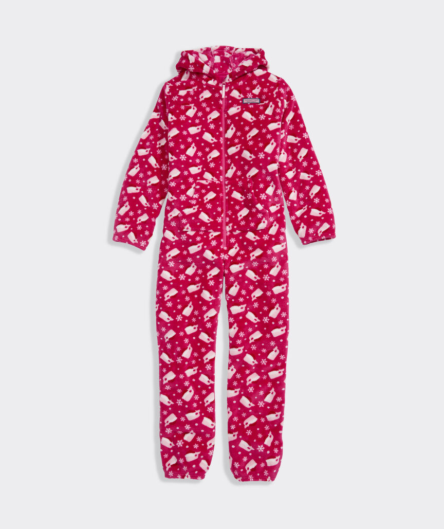 Girls' High-Pile Hooded One-Piece