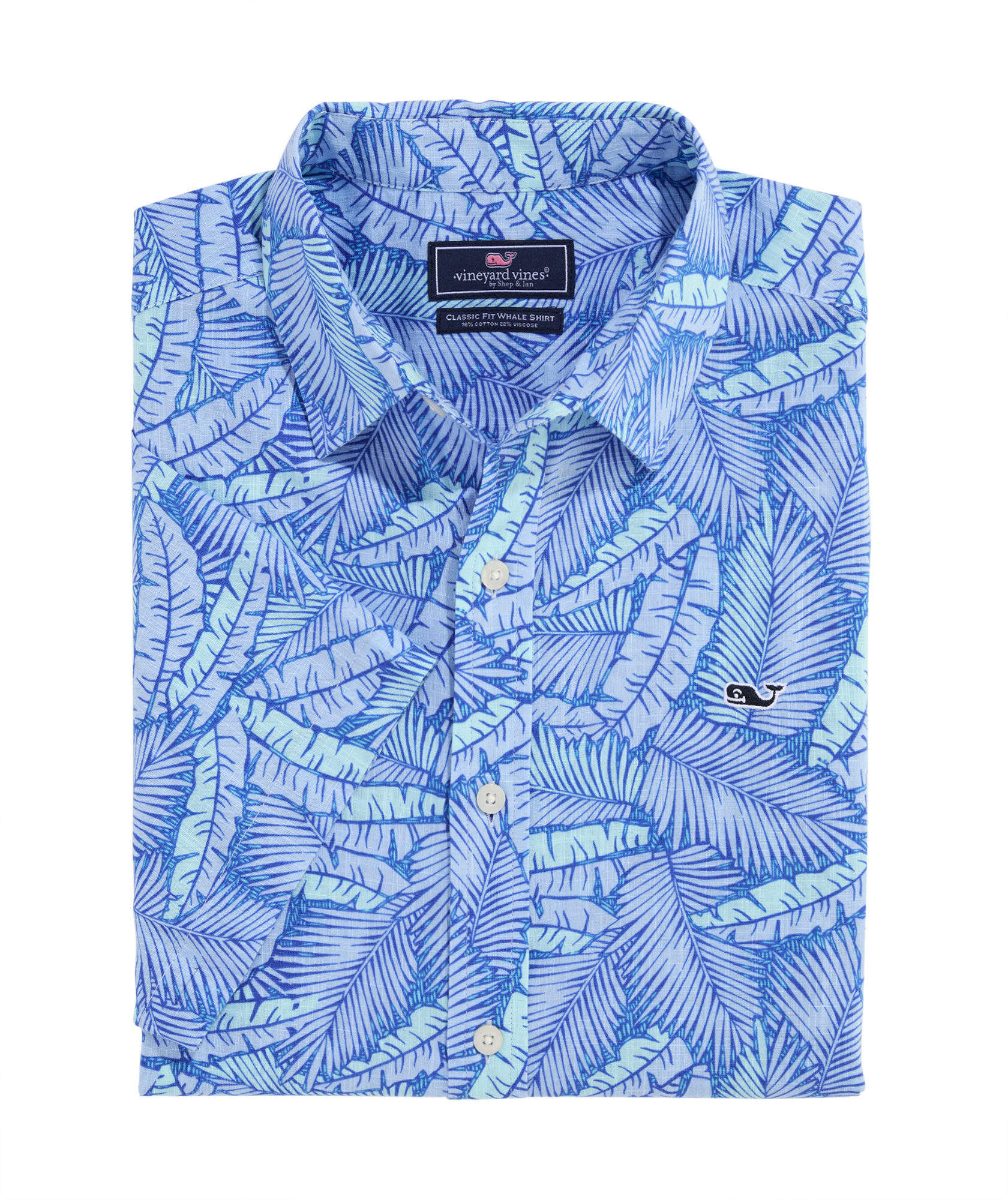 OUTLET Slub Cotton Short-Sleeve Vintage Leaf Shirt