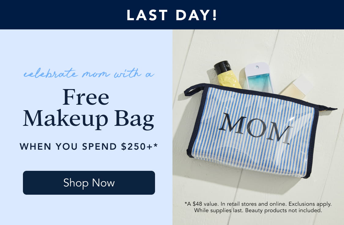 free makeup bag wgen you spend $250+*