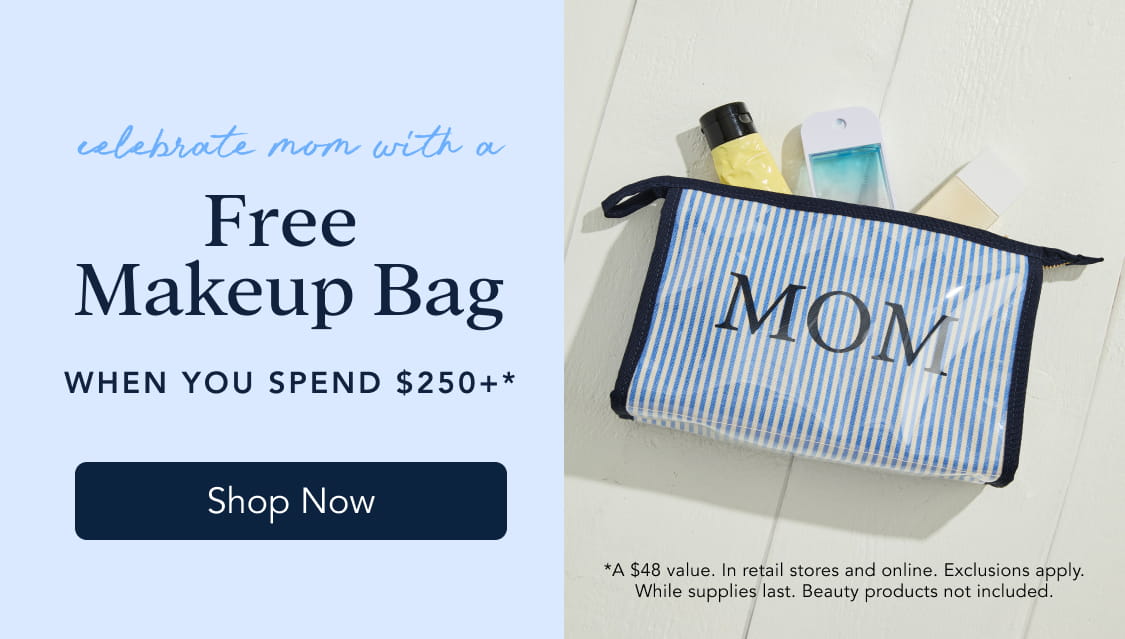 free makeup bag wgen you spend $250+*