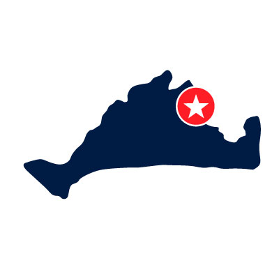 Martha's Vineyard silhouette with Tisbury Town Beach pin