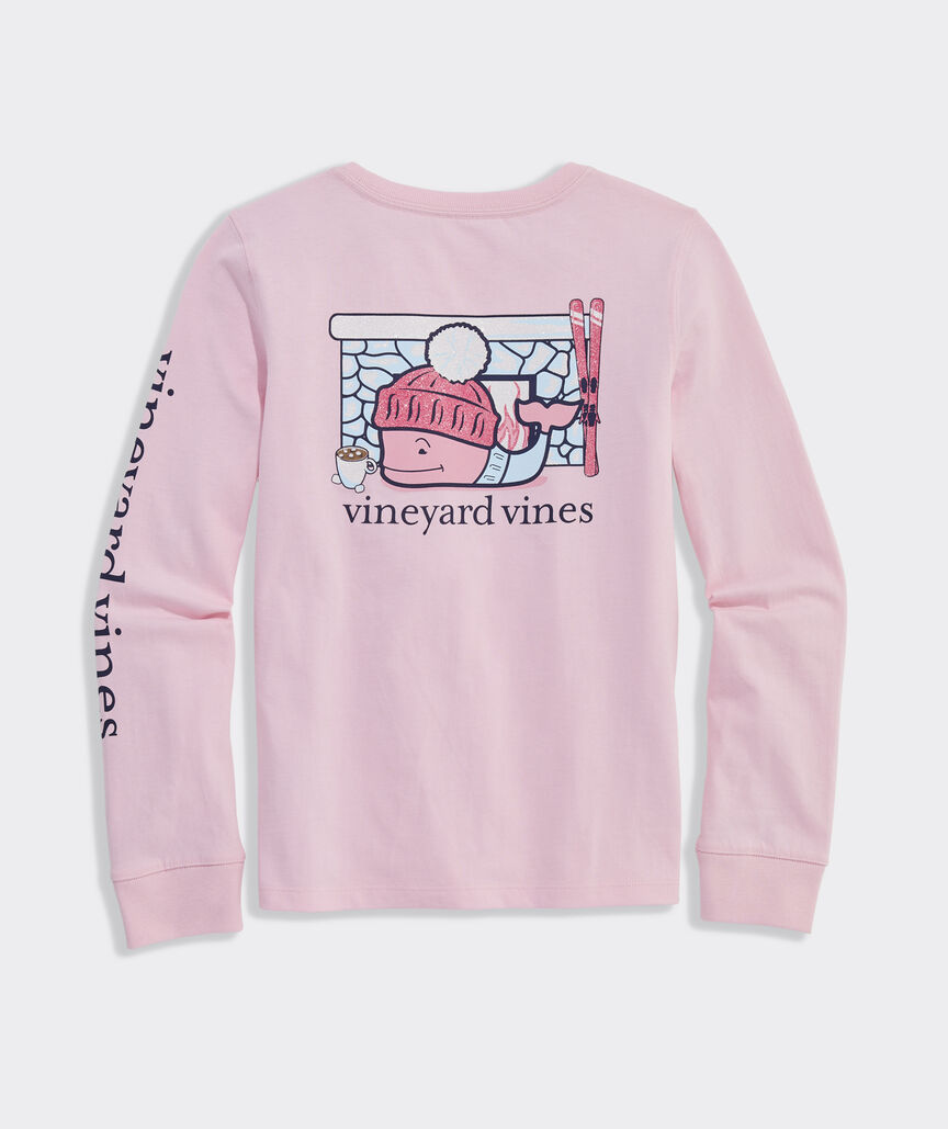 Girls' Après Ski Glitter Whale Long-Sleeve Pocket Tee