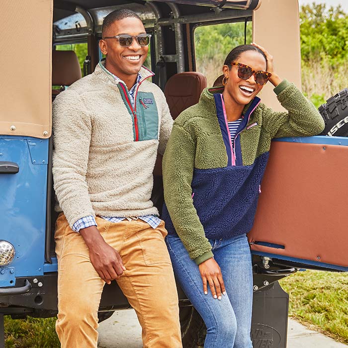 couple next to a Jeep