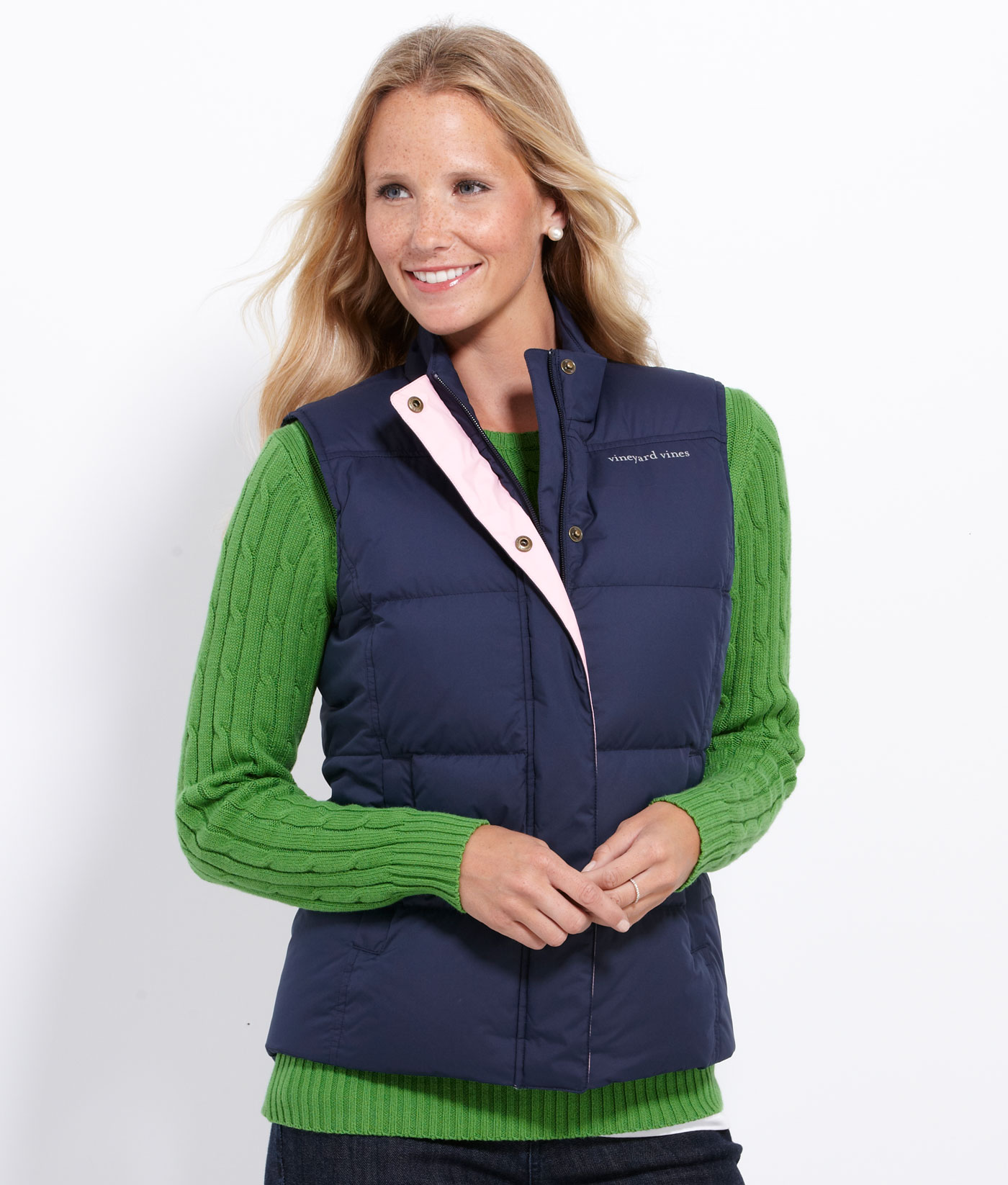 Woven Utility Puffer Vest, C Logo, 46 OFF