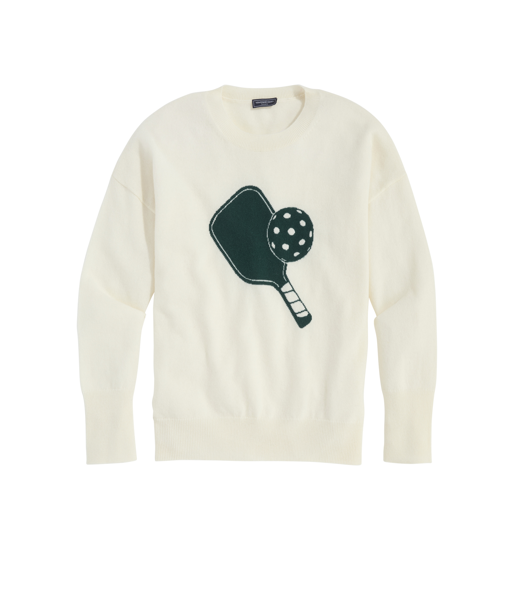 Shop Cashmere Pickleball Paddle Intarsia Crewneck Sweater at vineyard vines