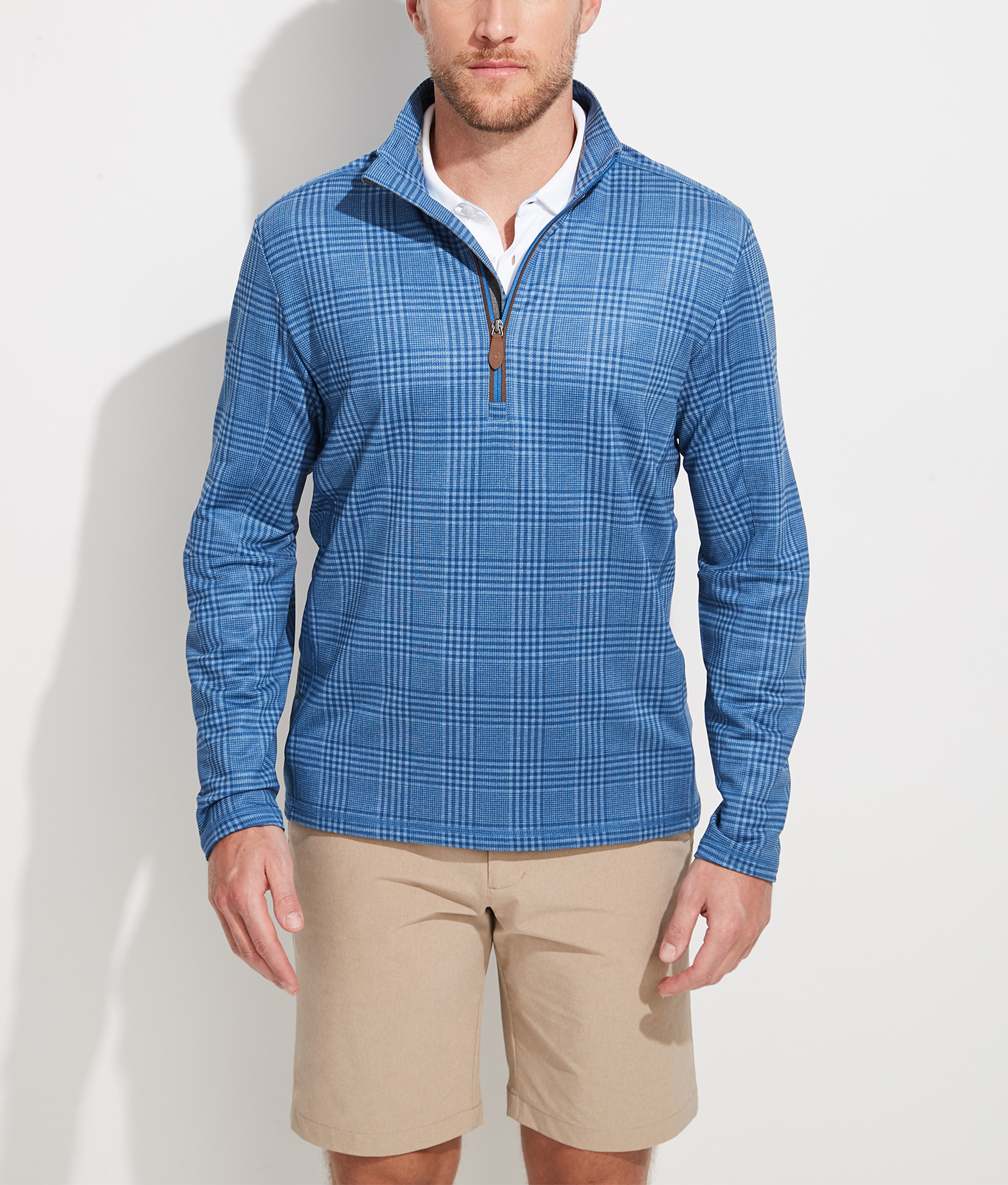 plaid half zip pullover