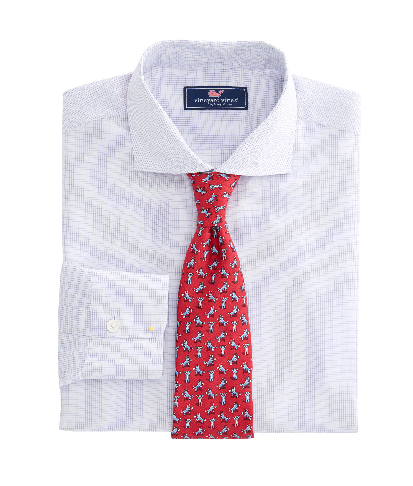 Shop Micro Graph Check Spread Collar Greenwich Shirt at vineyard vines