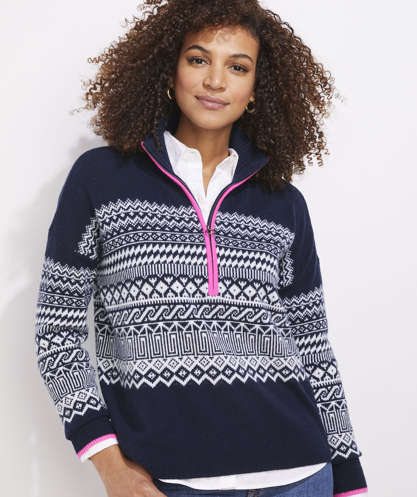 Shop Fair Isle Quarter-Zip Sweater at 