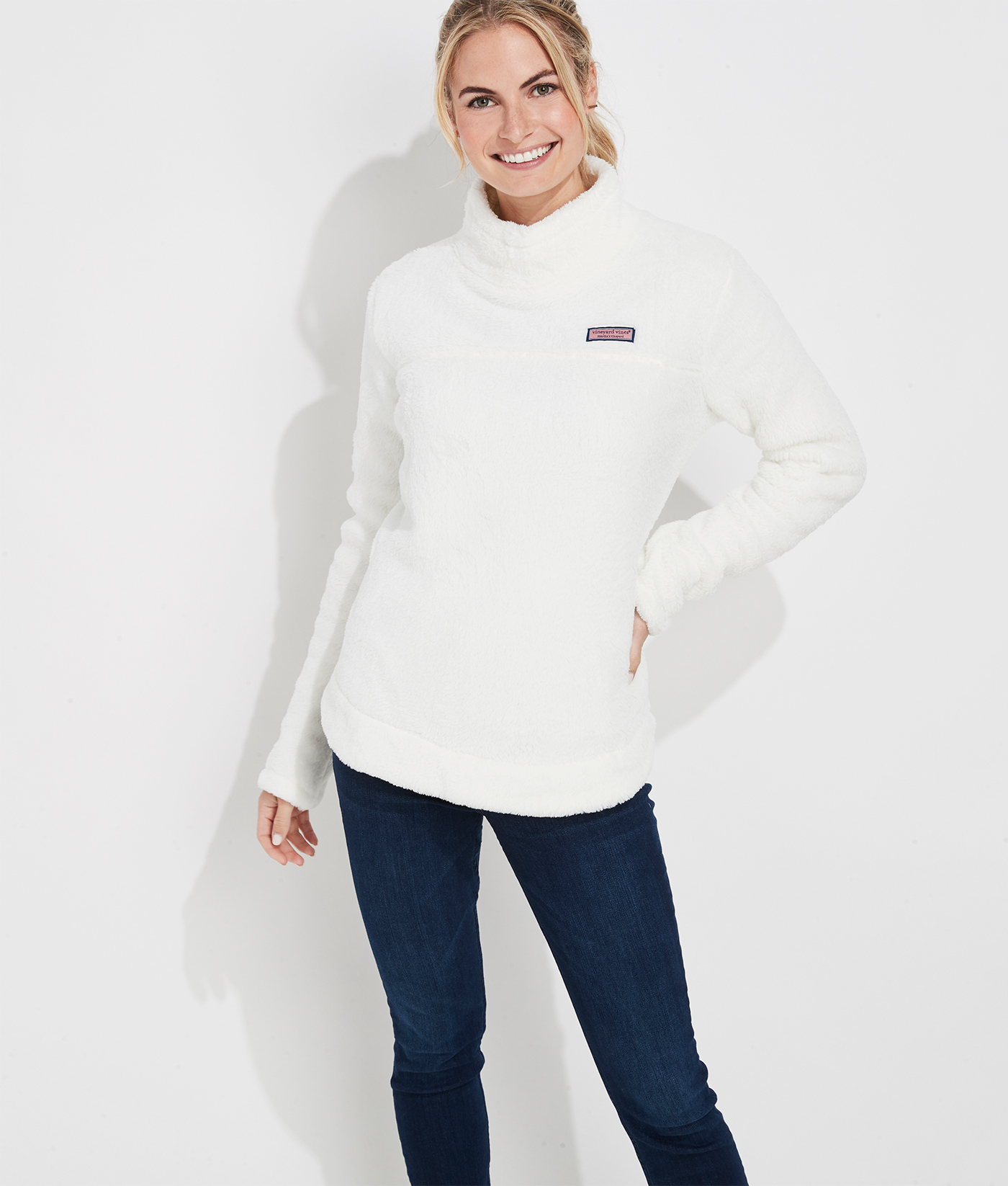 Shop Plush Teddy Funnel Neck Relaxed 