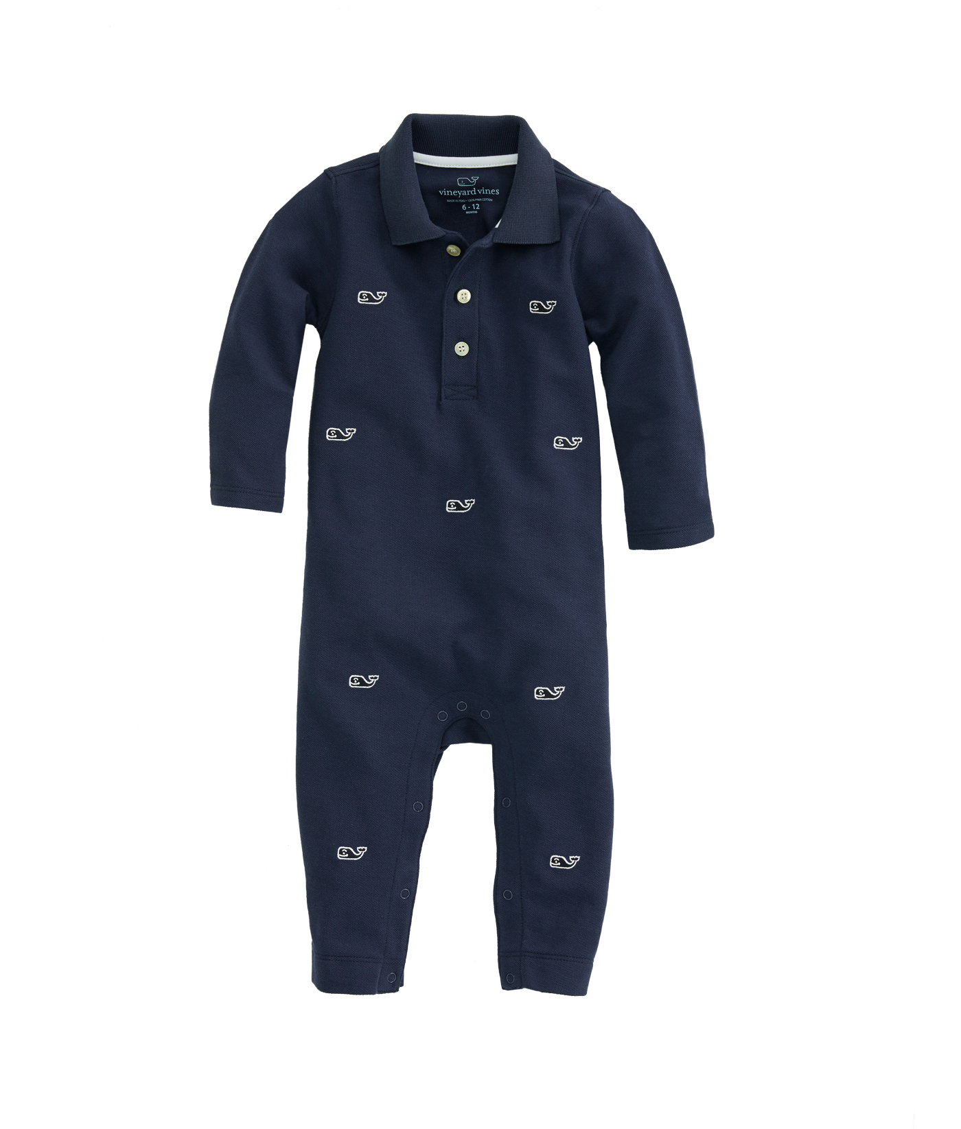 Shop Baby Boy Whale Embroidered Coverall at vineyard vines