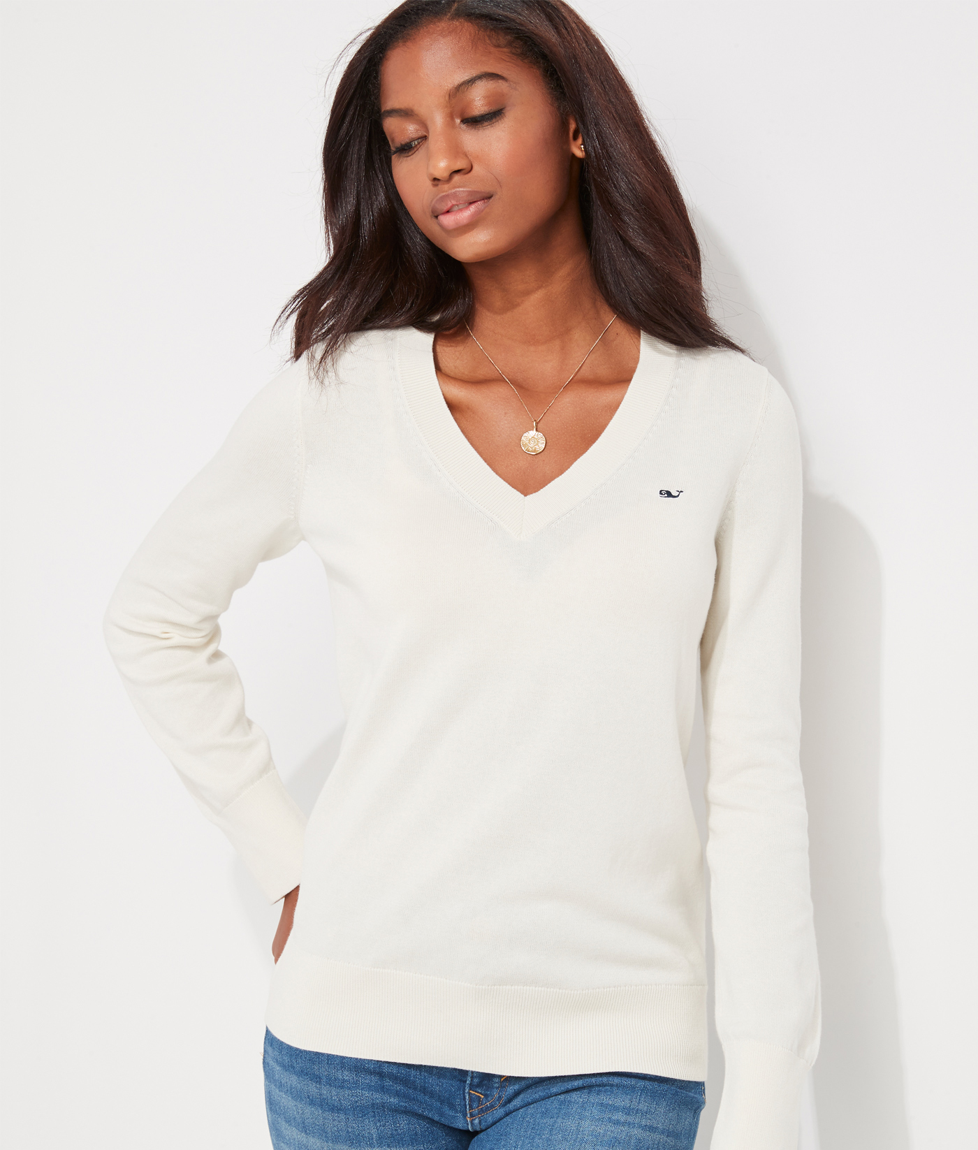 Shop Heritage Cotton VNeck Sweater at vineyard vines