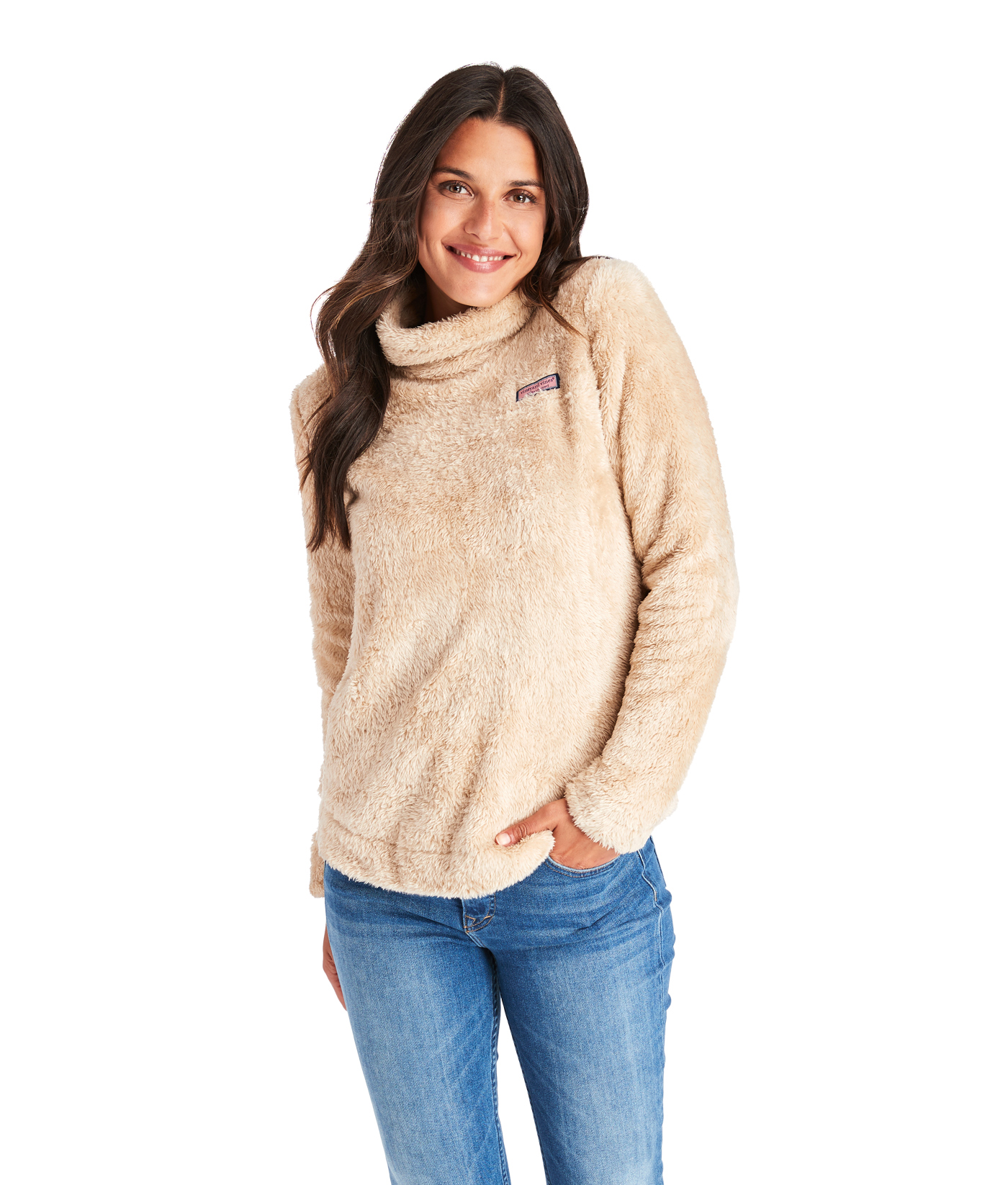 Shop Plush Teddy Funnel Neck Relaxed 
