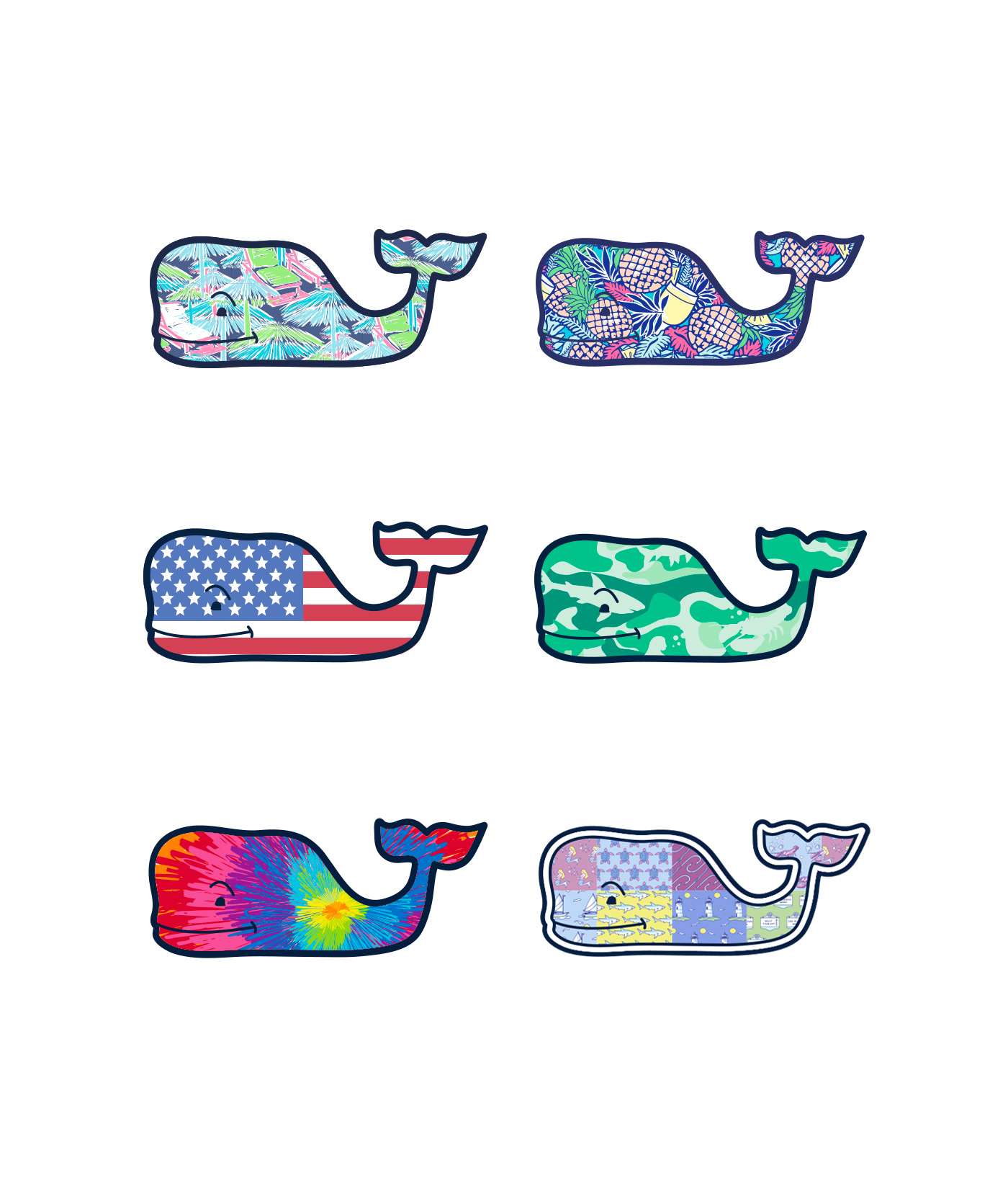 VINEYARD VINES WHALE 4TH OF JULY WHALE STICKER DECAL SOUTHERN PROPER 