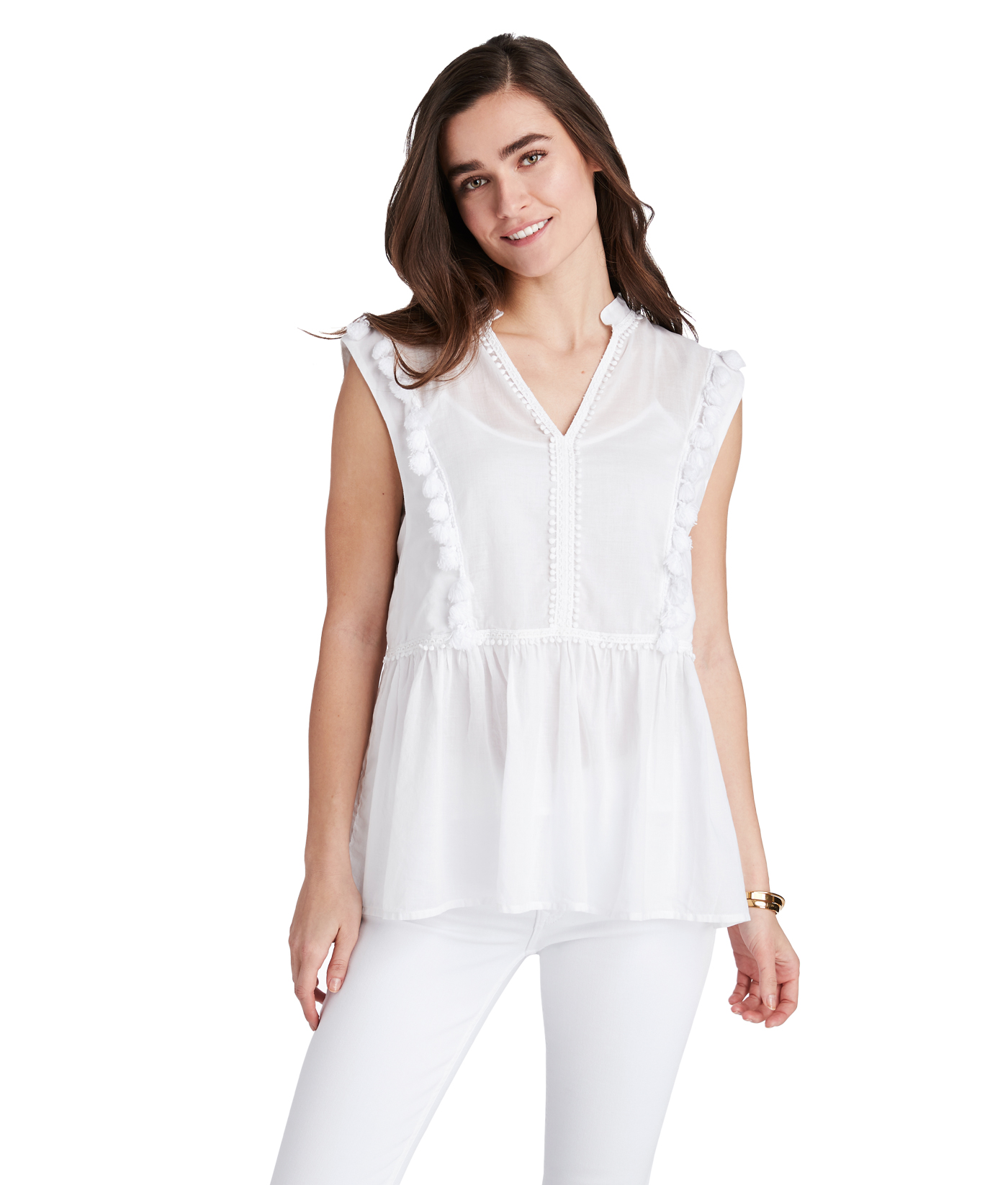Shop Sleeveless Tassel Top at vineyard vines