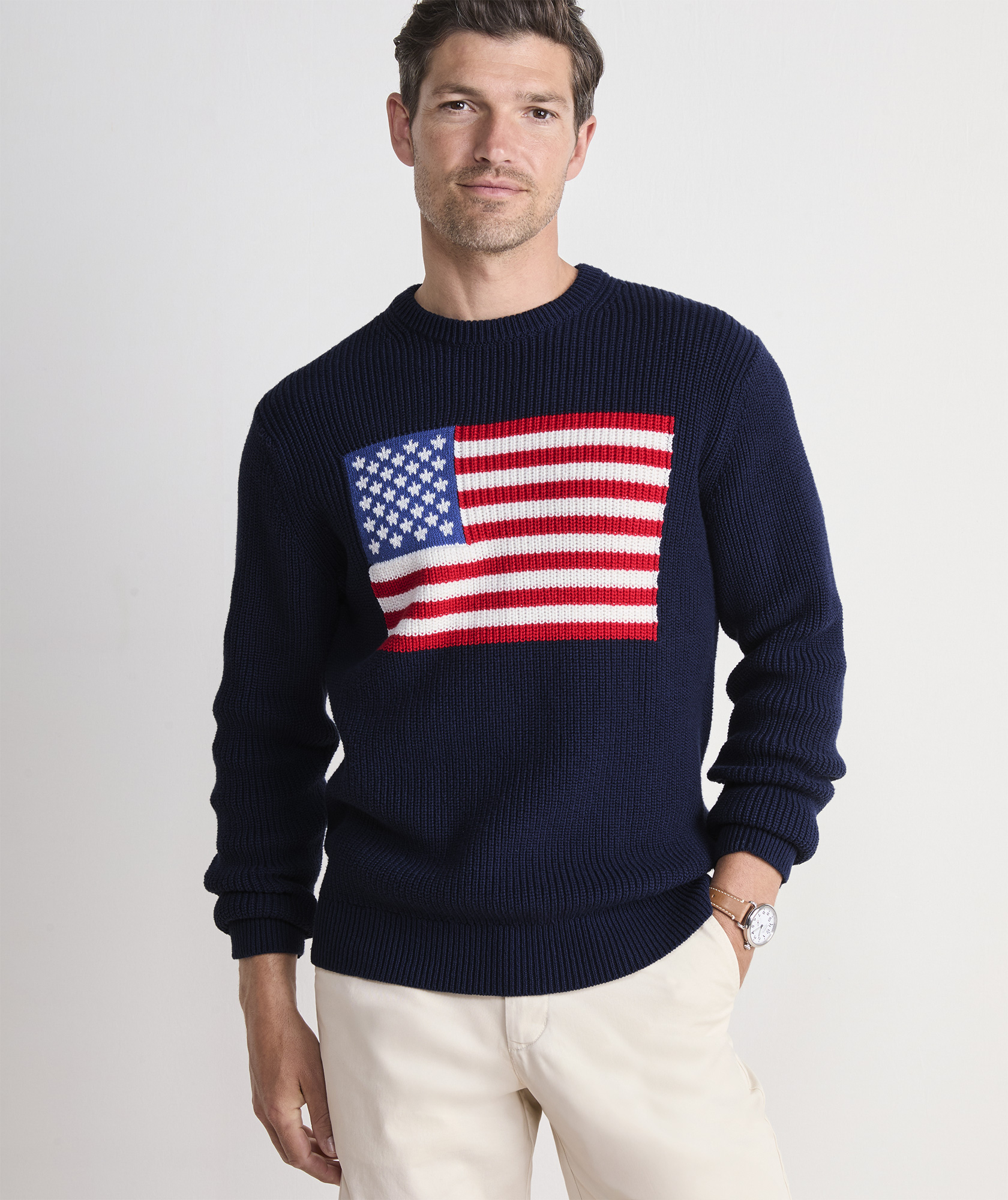 Shop American Flag Cotton Crewneck Sweater at vineyard vines