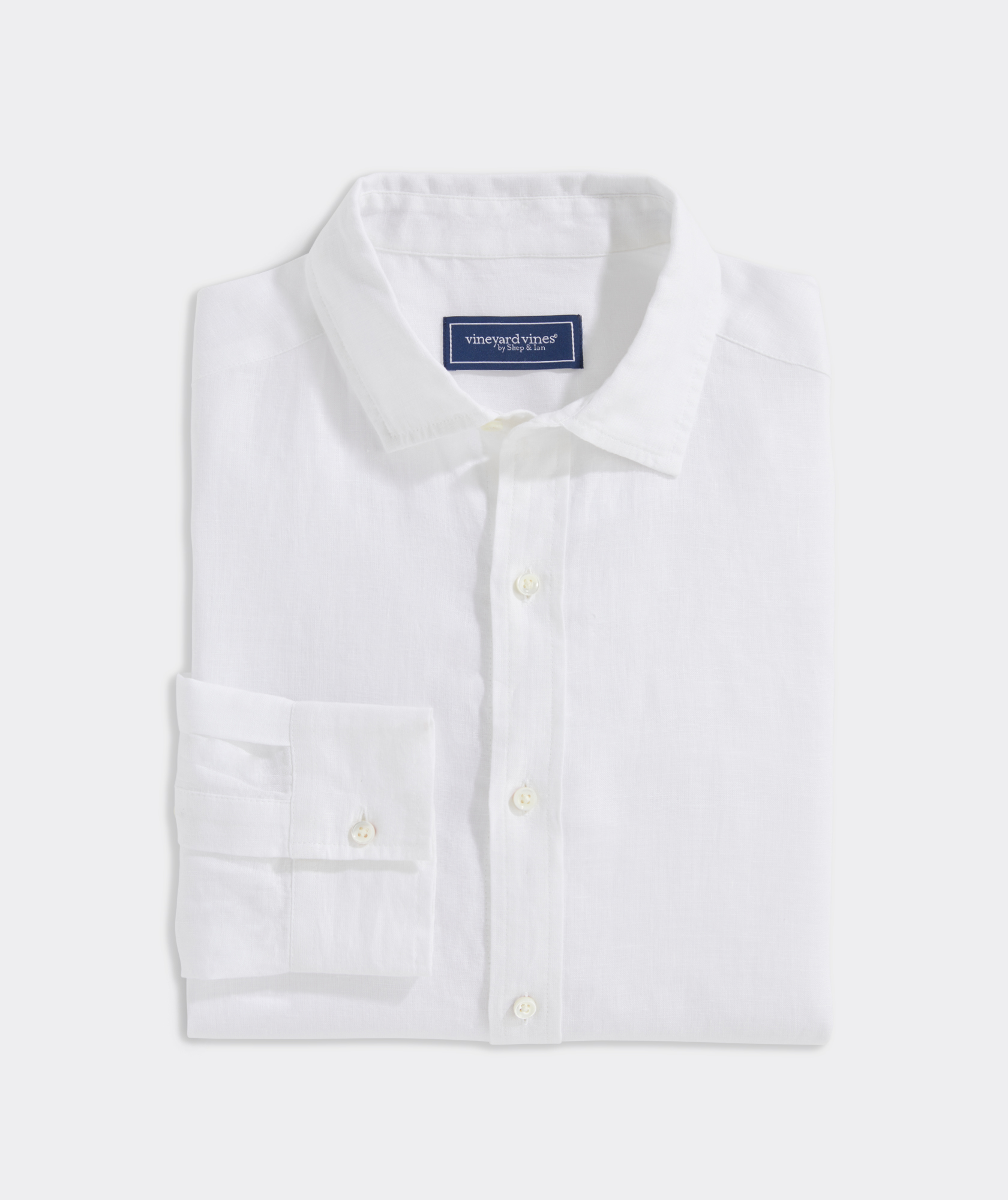 Solid Linen Spread Collar Shirt 