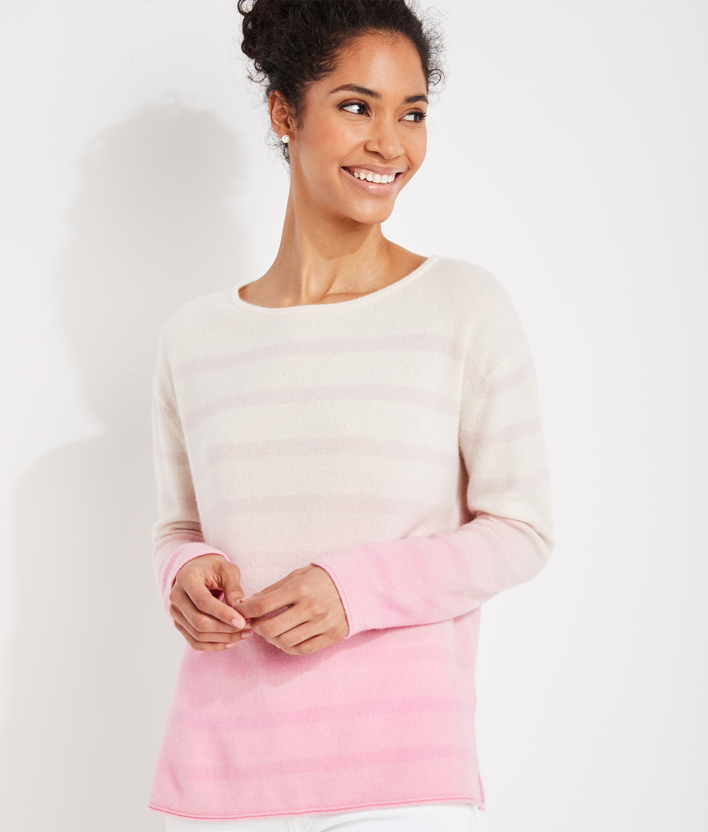 Lofty Cashmere Dip-Dye Boatneck Sweater 