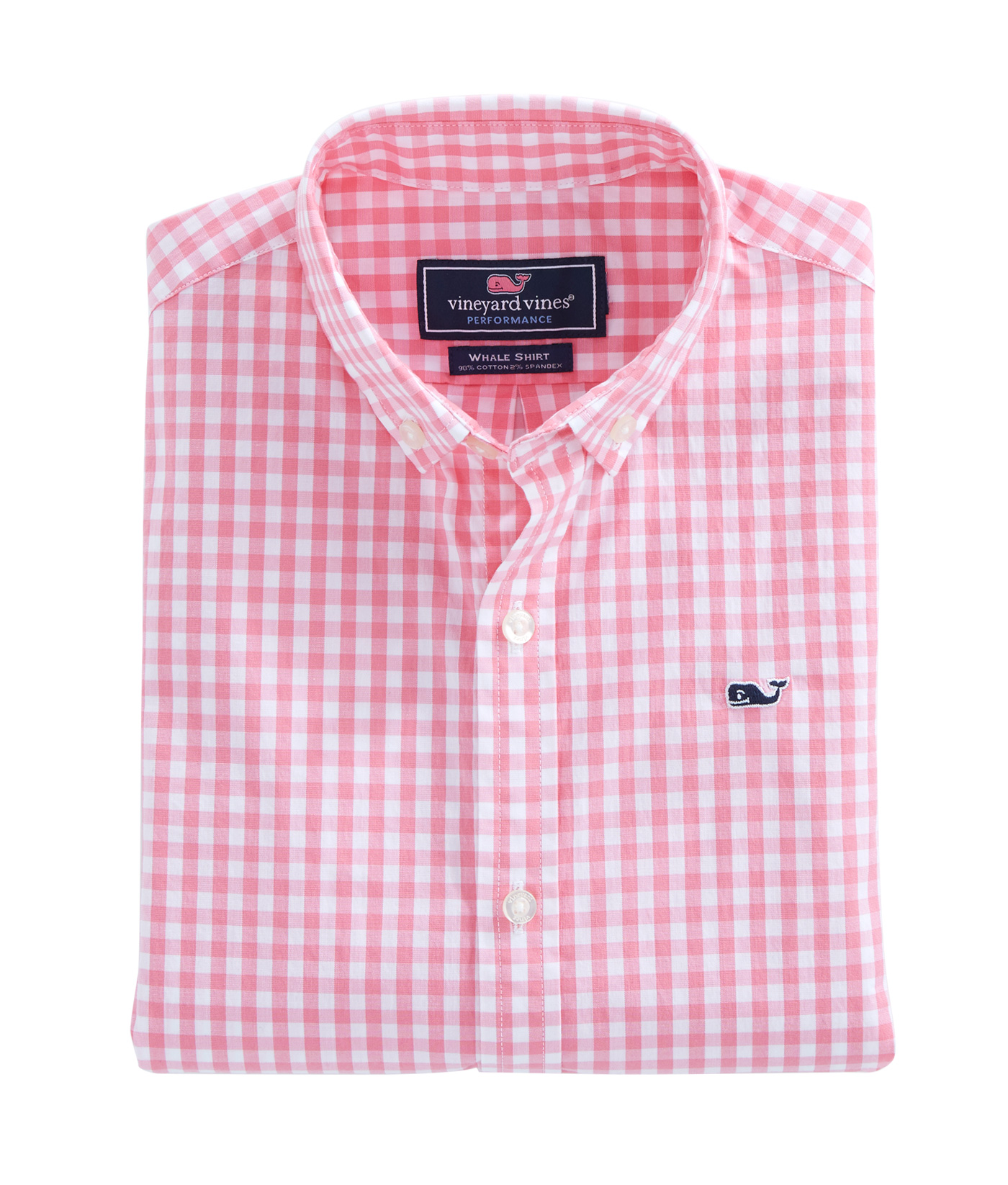 Vineyard Vines Men's Nottingham Gingham Cranberry Pink Check Whale Shirt 