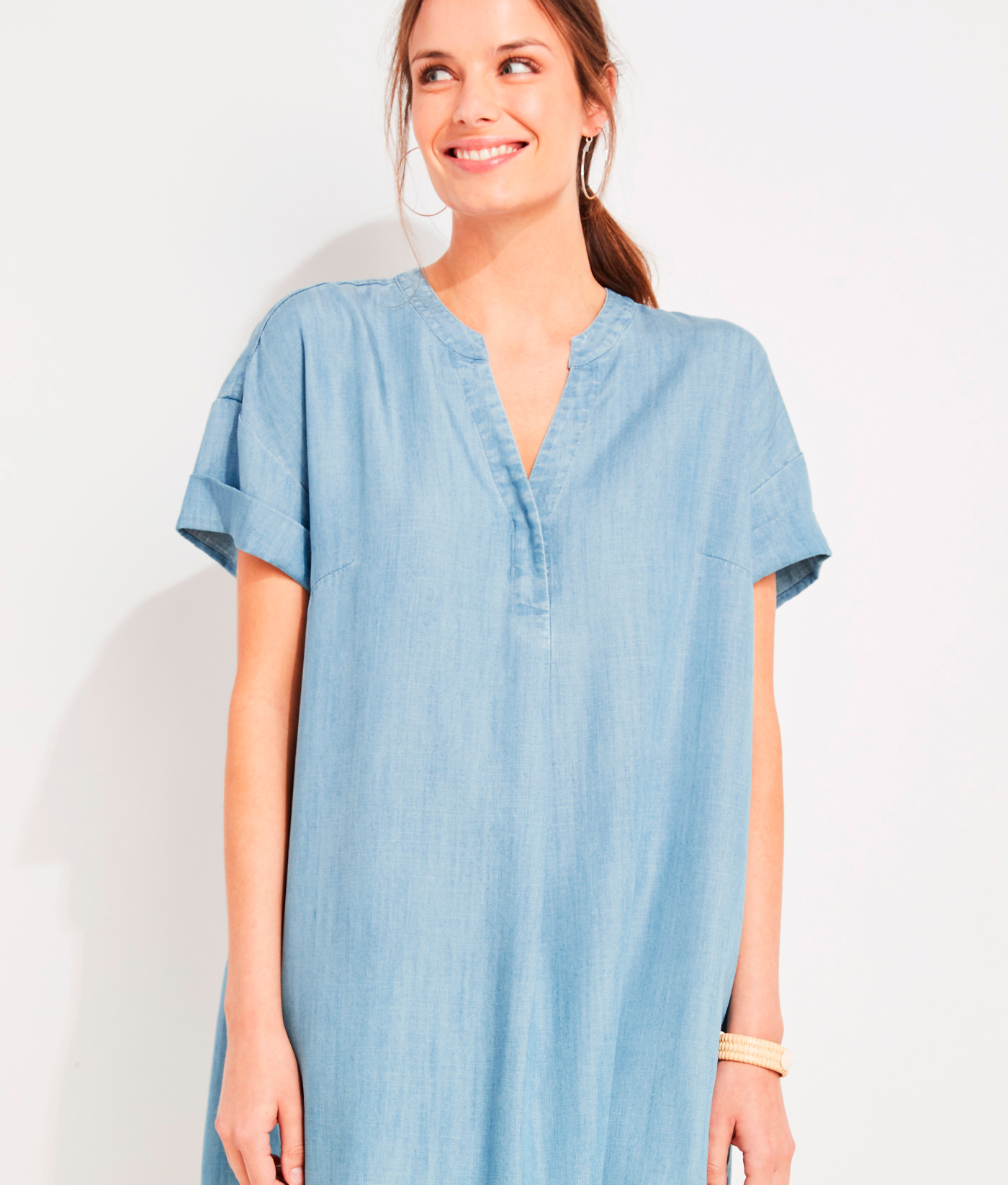 Chambray Easy Tunic Dress at vineyard vines